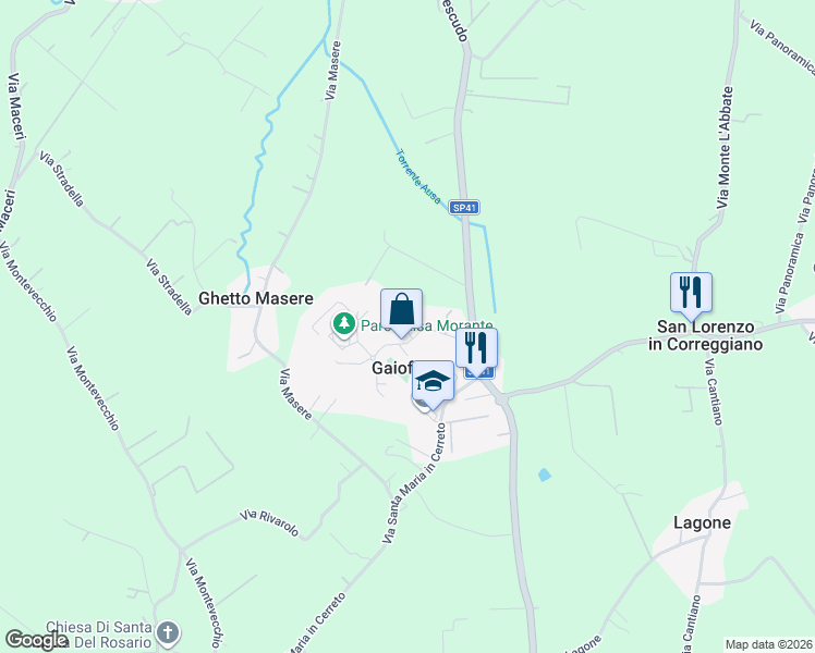 map of restaurants, bars, coffee shops, grocery stores, and more near 1 Via Agostino Gemelli in Gaiofana