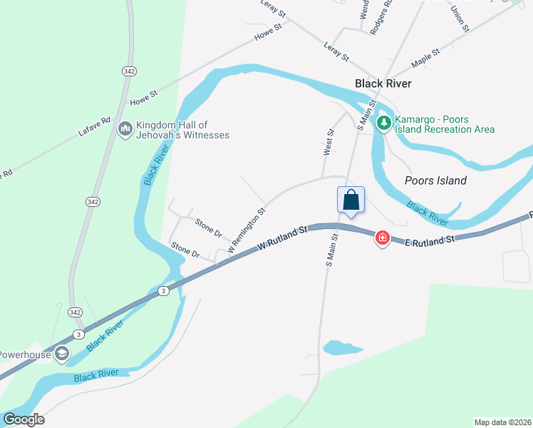 map of restaurants, bars, coffee shops, grocery stores, and more near 155 West Remington Street in Black River