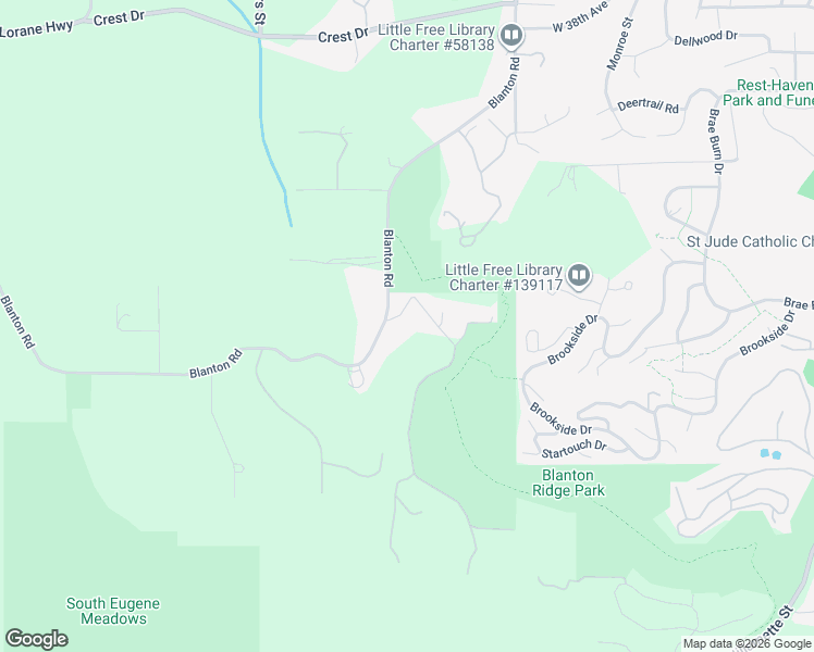 map of restaurants, bars, coffee shops, grocery stores, and more near 42 Ridgewood Drive in Eugene