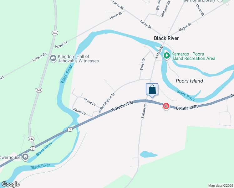 map of restaurants, bars, coffee shops, grocery stores, and more near 155 West Remington Street in Black River