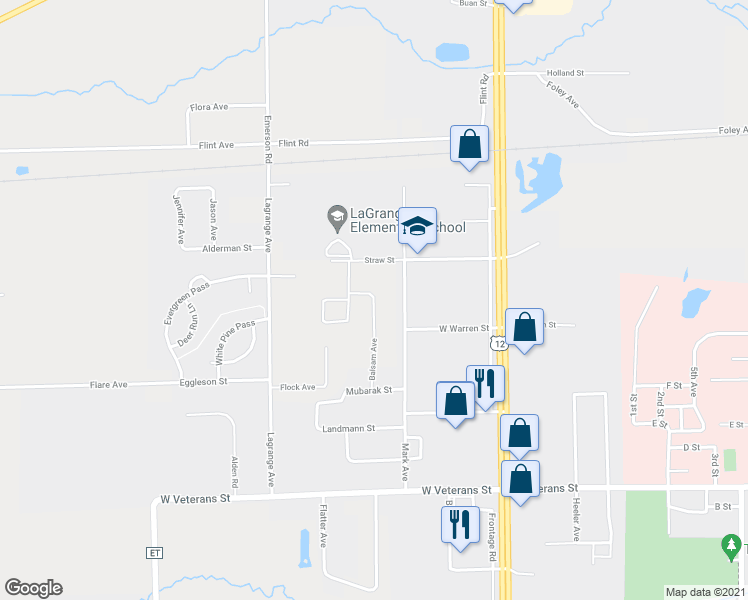 map of restaurants, bars, coffee shops, grocery stores, and more near 1320 Balsam Avenue in Tomah