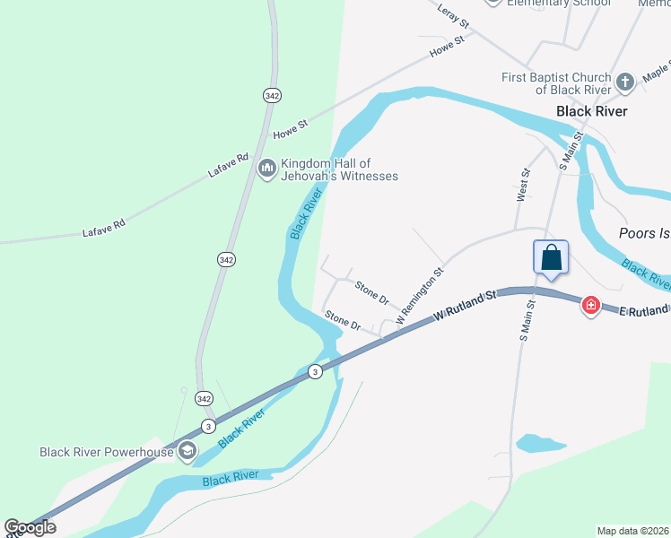 map of restaurants, bars, coffee shops, grocery stores, and more near 120 Stone Drive in Black River