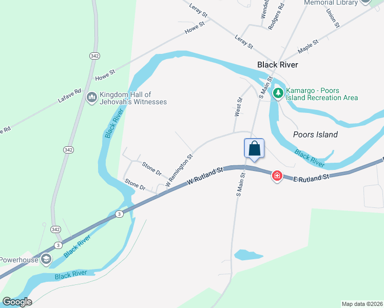 map of restaurants, bars, coffee shops, grocery stores, and more near 138 West Remington Street in Black River