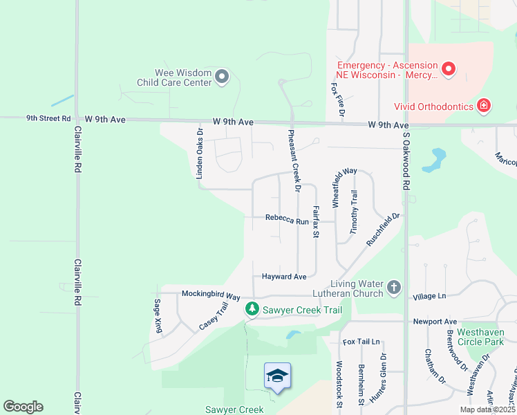 map of restaurants, bars, coffee shops, grocery stores, and more near 1280 Heidi Haven Drive in Oshkosh