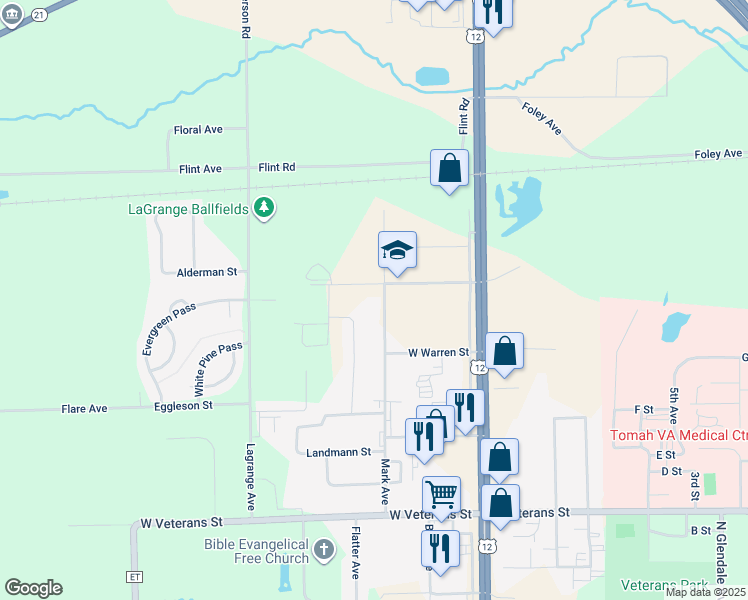 map of restaurants, bars, coffee shops, grocery stores, and more near 1319 Balsam Avenue in Tomah