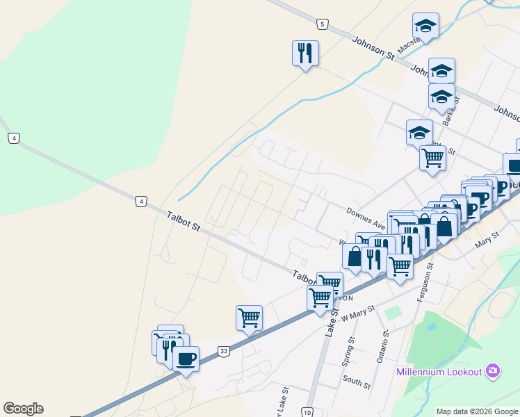 map of restaurants, bars, coffee shops, grocery stores, and more near in Prince Edward