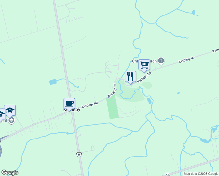 map of restaurants, bars, coffee shops, grocery stores, and more near 570 Kettleby Road in King City