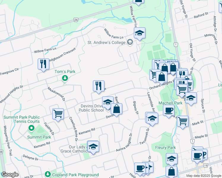 map of restaurants, bars, coffee shops, grocery stores, and more near 41 Hill Drive in Aurora