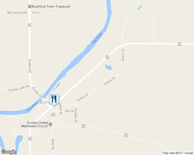 map of restaurants, bars, coffee shops, grocery stores, and more near 3254 County Road E in Omro