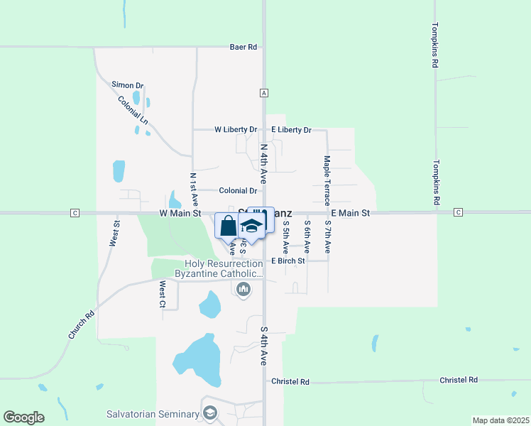 map of restaurants, bars, coffee shops, grocery stores, and more near in Saint Nazianz