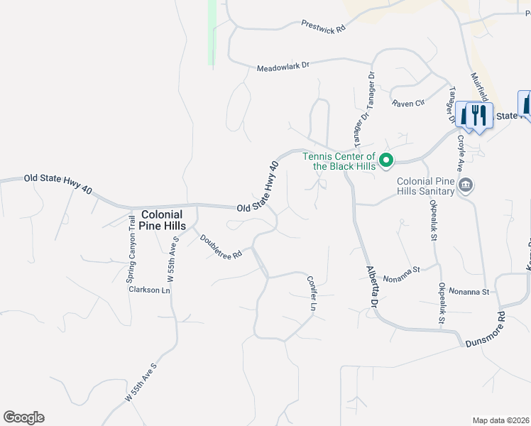 map of restaurants, bars, coffee shops, grocery stores, and more near 8648 Sheridan Lake Road in Rapid City