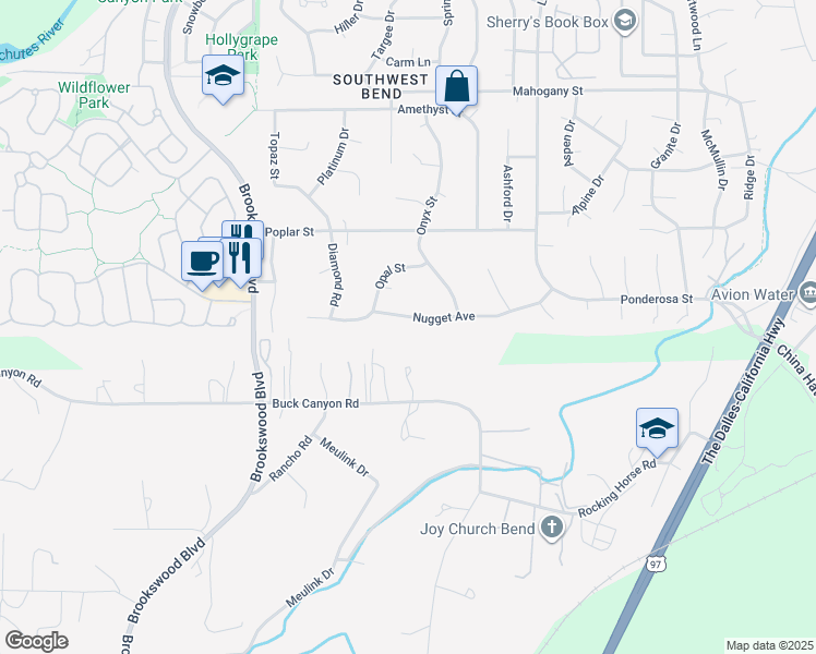 map of restaurants, bars, coffee shops, grocery stores, and more near 19719 Nugget Avenue in Bend