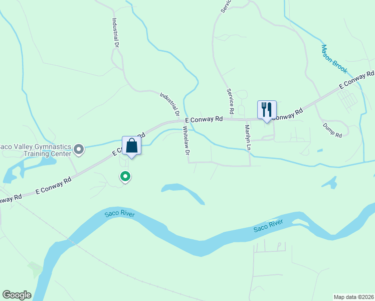 map of restaurants, bars, coffee shops, grocery stores, and more near 86 Whitelaw Drive in Conway