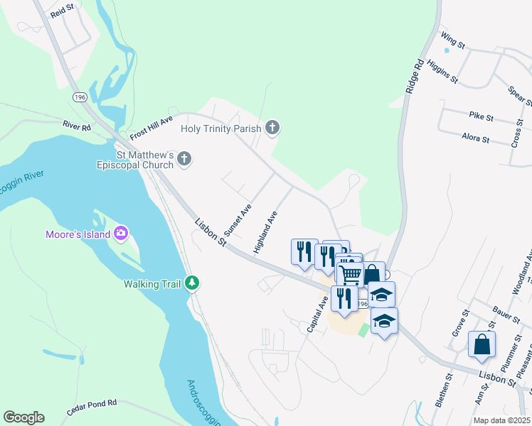map of restaurants, bars, coffee shops, grocery stores, and more near 5 Sunset Avenue in Lisbon