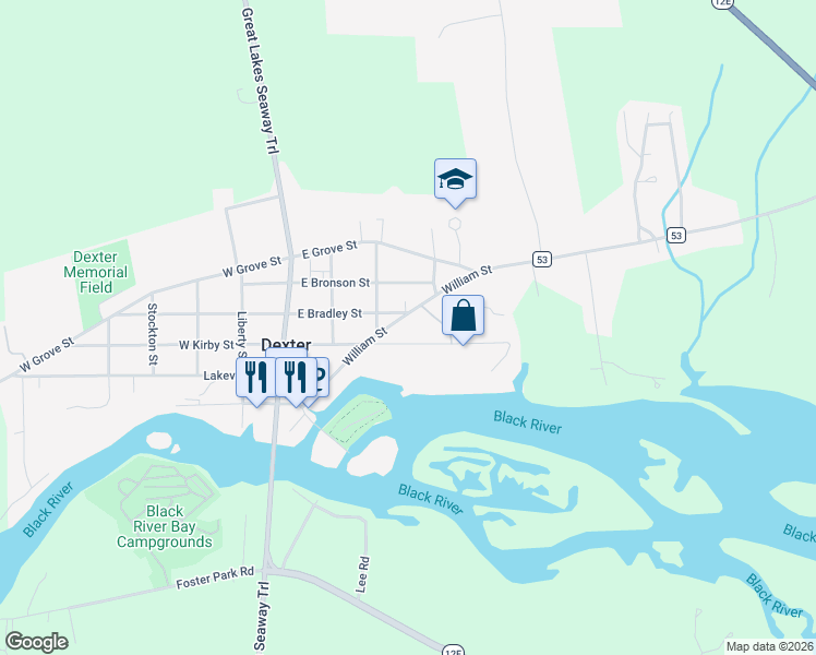 map of restaurants, bars, coffee shops, grocery stores, and more near 420 William Street in Dexter