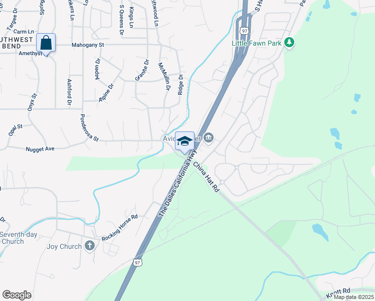 map of restaurants, bars, coffee shops, grocery stores, and more near 60847 SW Atwood Drive in Bend