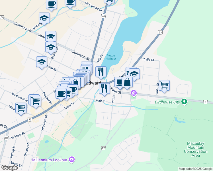 map of restaurants, bars, coffee shops, grocery stores, and more near 10 Union Street in Enterprise