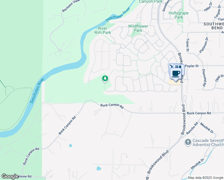 map of restaurants, bars, coffee shops, grocery stores, and more near 19428 Goldenwood Court in Bend