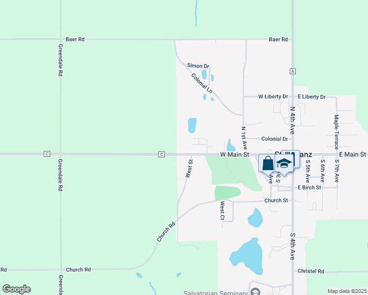 map of restaurants, bars, coffee shops, grocery stores, and more near 320 West Main Street in Reedsville