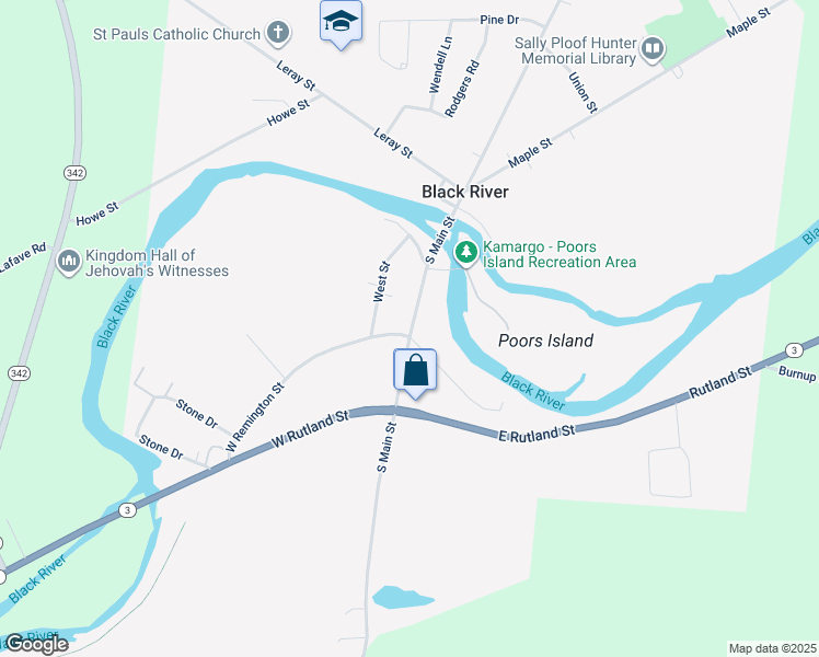 map of restaurants, bars, coffee shops, grocery stores, and more near 138 South Main Street in Black River