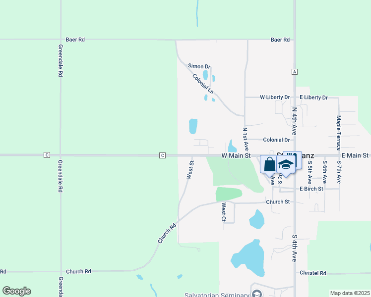 map of restaurants, bars, coffee shops, grocery stores, and more near 320 West Main Street in Reedsville