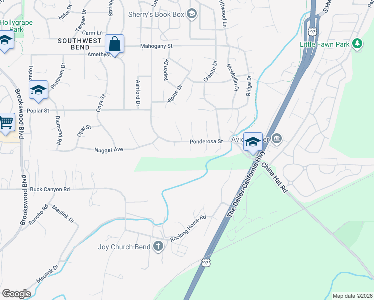 map of restaurants, bars, coffee shops, grocery stores, and more near 60815 Goldenrain Drive in Bend