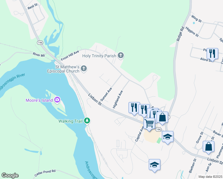 map of restaurants, bars, coffee shops, grocery stores, and more near 5 Sunset Avenue in Lisbon