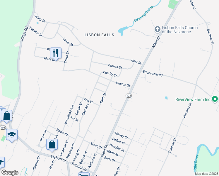 map of restaurants, bars, coffee shops, grocery stores, and more near 29 Faith Street in Lisbon