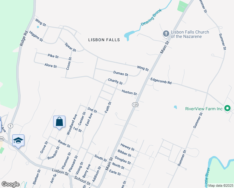 map of restaurants, bars, coffee shops, grocery stores, and more near 29 Faith Street in Lisbon