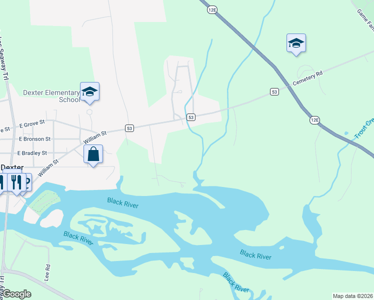 map of restaurants, bars, coffee shops, grocery stores, and more near 23524 Fetterly Road in Dexter
