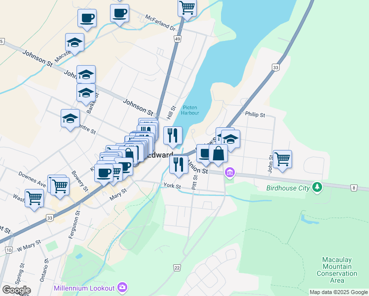 map of restaurants, bars, coffee shops, grocery stores, and more near 10 Union Street in Enterprise