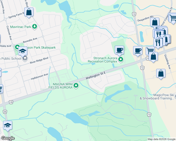 map of restaurants, bars, coffee shops, grocery stores, and more near 197 Elyse Court in Aurora