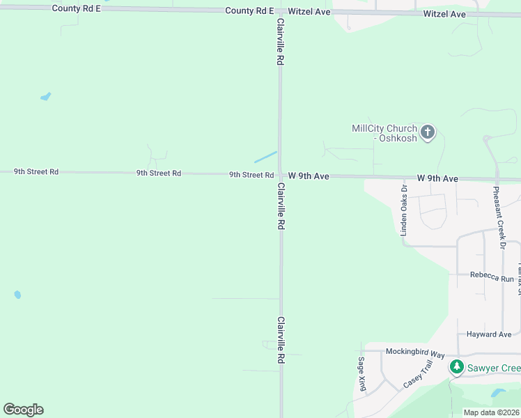map of restaurants, bars, coffee shops, grocery stores, and more near 3267 Clairville Road in Oshkosh