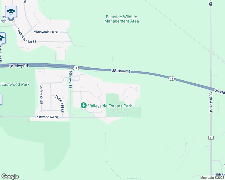 map of restaurants, bars, coffee shops, grocery stores, and more near 852 Rolling Ridge Avenue Southeast in Rochester
