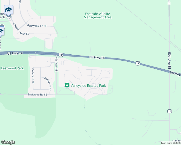 map of restaurants, bars, coffee shops, grocery stores, and more near 851 Rolling Ridge Avenue Southeast in Rochester