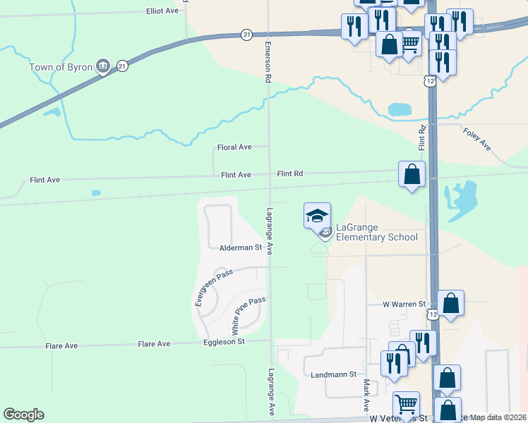 map of restaurants, bars, coffee shops, grocery stores, and more near 11323 Emerson Road in Tomah