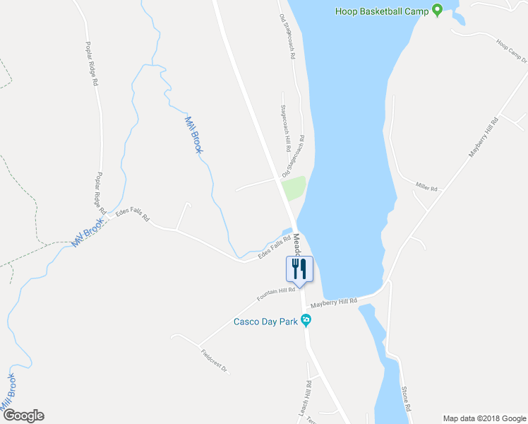 map of restaurants, bars, coffee shops, grocery stores, and more near 1040 Meadow Road in Casco