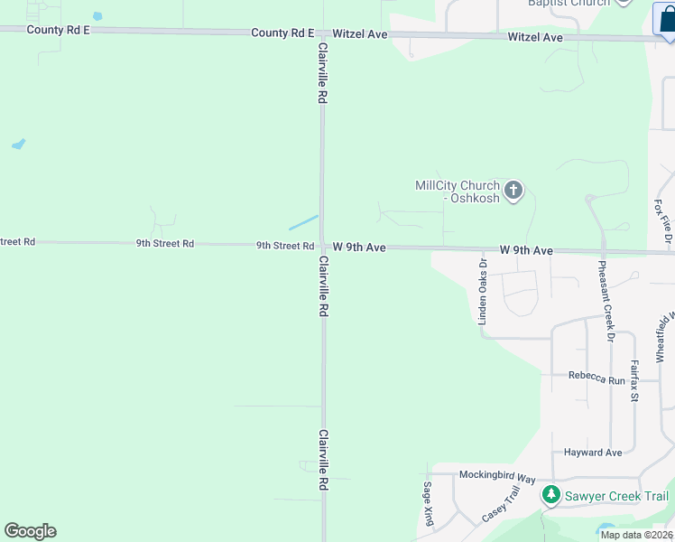 map of restaurants, bars, coffee shops, grocery stores, and more near 3267 Clairville Road in Oshkosh