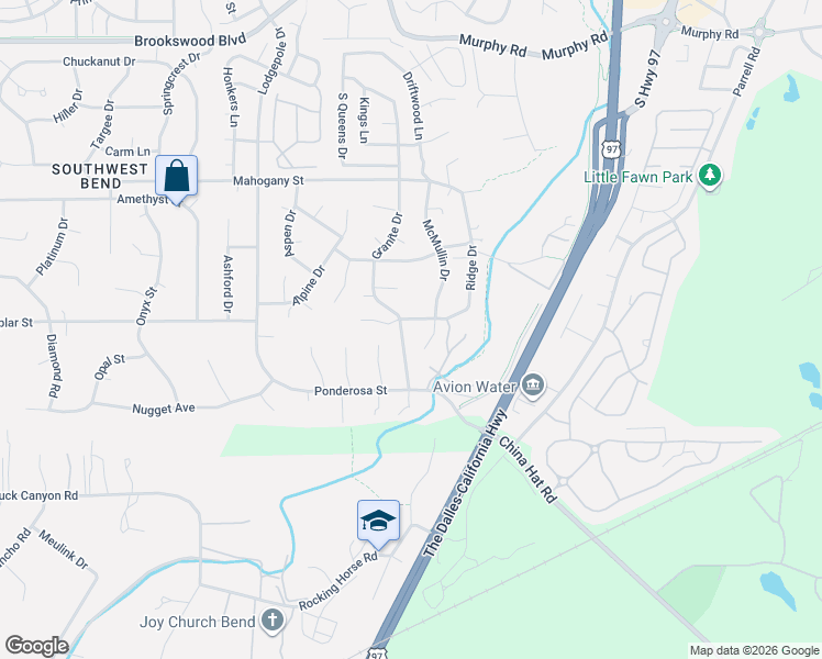 map of restaurants, bars, coffee shops, grocery stores, and more near 60857 Granite Drive in Bend