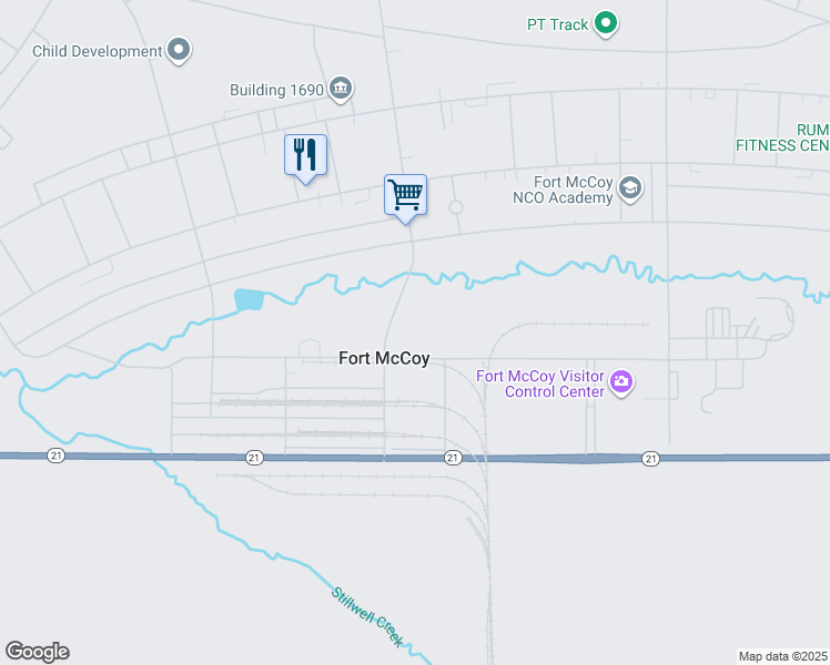 map of restaurants, bars, coffee shops, grocery stores, and more near 1654 South 11th Avenue in Fort McCoy