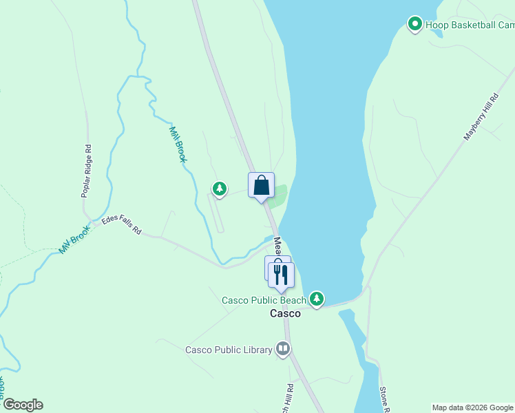 map of restaurants, bars, coffee shops, grocery stores, and more near 2 Fish Hatchery Road in Casco