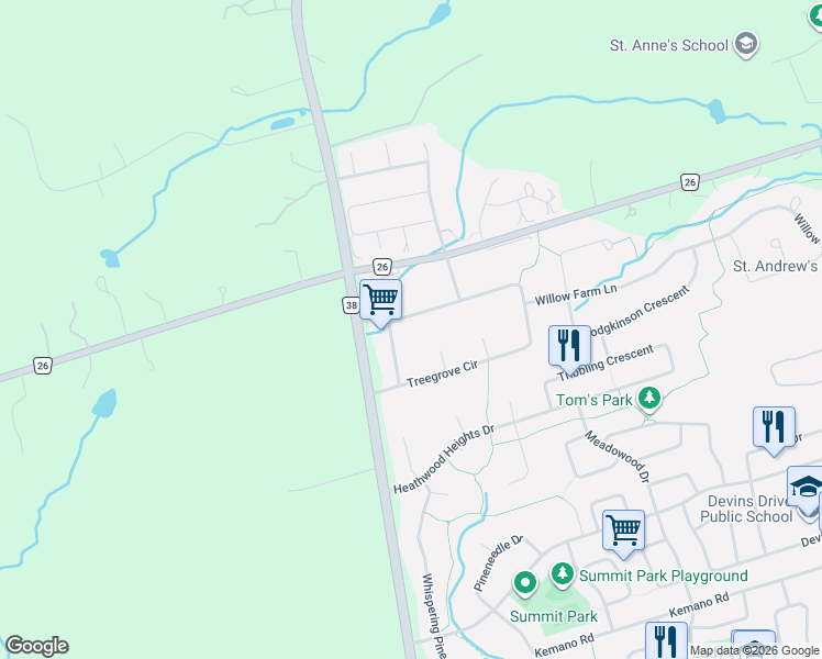 map of restaurants, bars, coffee shops, grocery stores, and more near 152 Treegrove Circle in Aurora