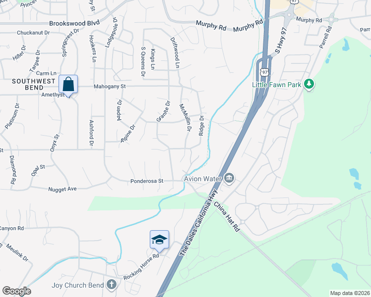 map of restaurants, bars, coffee shops, grocery stores, and more near 60895 McMullin Drive in Bend