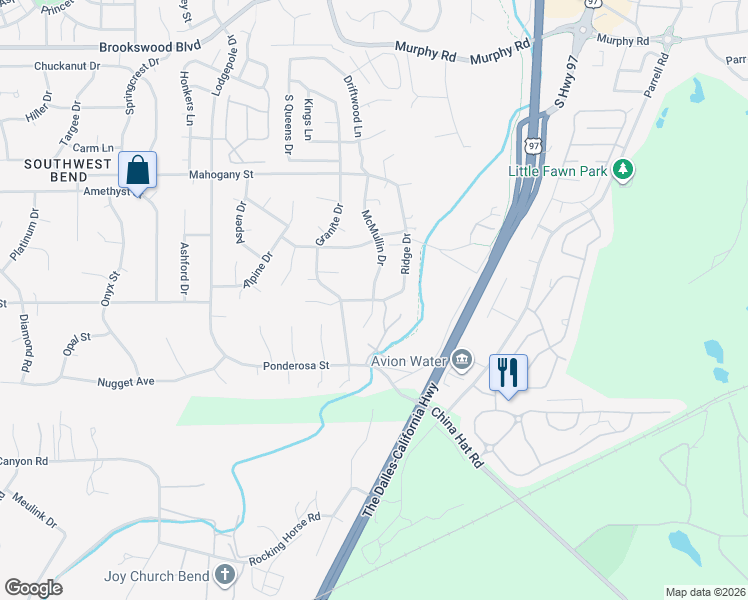 map of restaurants, bars, coffee shops, grocery stores, and more near 60895 McMullin Drive in Bend