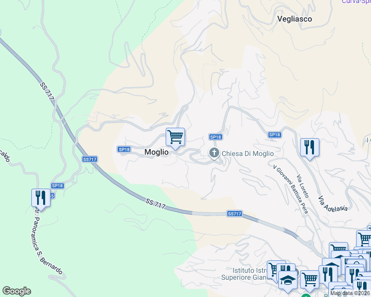 map of restaurants, bars, coffee shops, grocery stores, and more near 6 Via Filippo Airaldi in Alassio