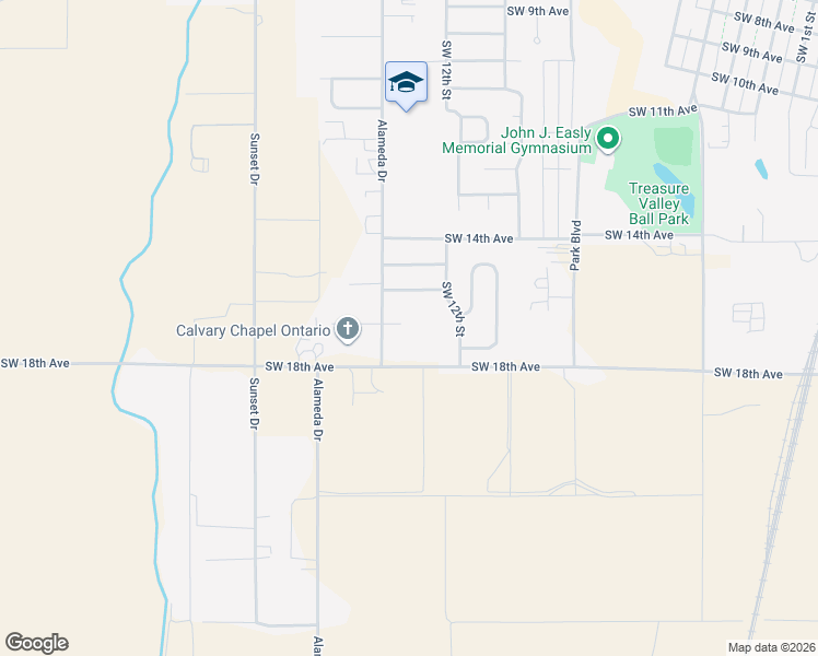 map of restaurants, bars, coffee shops, grocery stores, and more near 1712 Alameda Drive in Ontario