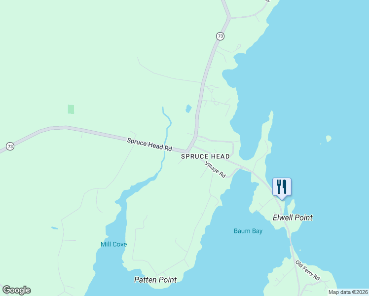 map of restaurants, bars, coffee shops, grocery stores, and more near 683 Spruce Head Road in South Thomaston