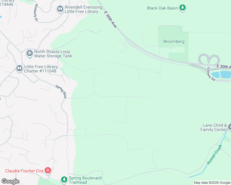 map of restaurants, bars, coffee shops, grocery stores, and more near 2763 East 40th Avenue in Eugene