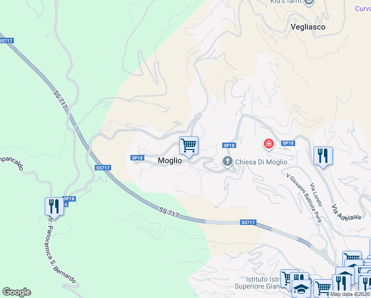 map of restaurants, bars, coffee shops, grocery stores, and more near 4 Via Goffredo Mameli in Alassio