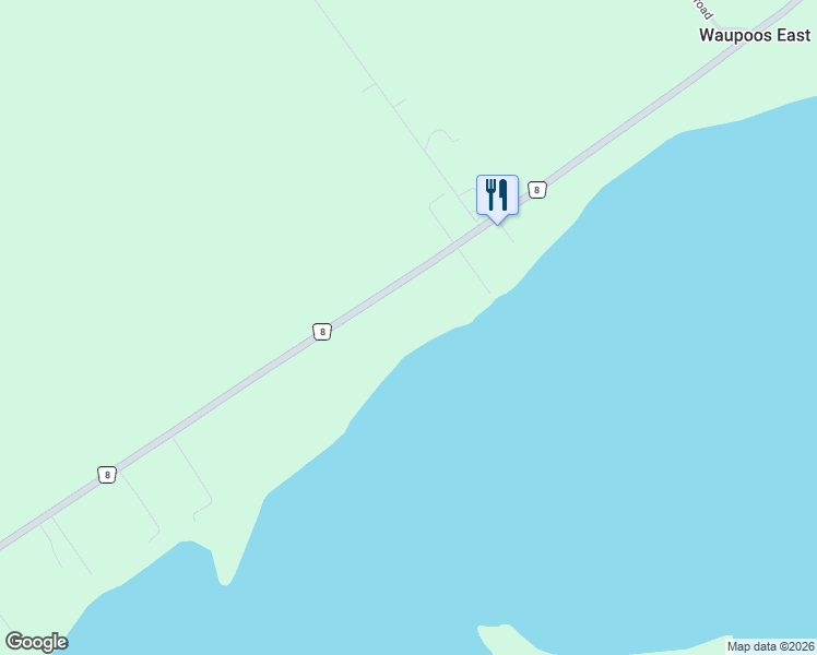 map of restaurants, bars, coffee shops, grocery stores, and more near 2916 Prince Edward County Road 8 in Prince Edward